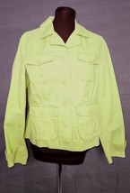 Talbots Jacket Womens Petite Sz 12 Lime Green Button Down Pockets Stretch - £15.62 GBP