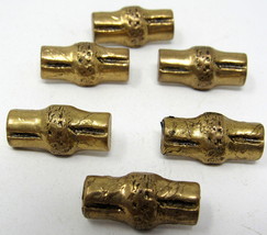 6 Toggle Buttons Gold Realistic Bamboo Metallized Plastic Vintage 3/4&quot; S... - $8.90