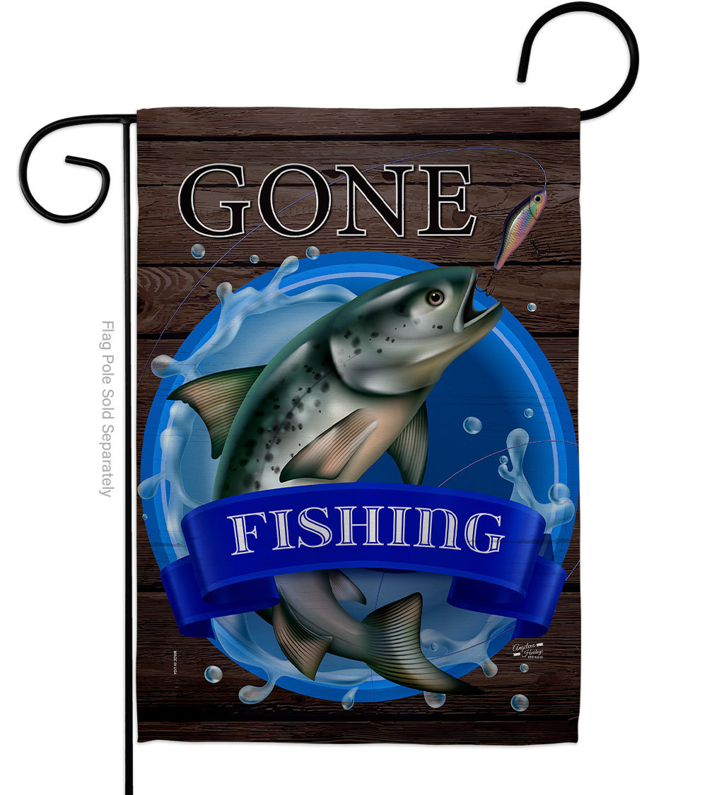 Primary image for Gone Fishing Garden Flag 13 X18.5 Double-Sided House Banner