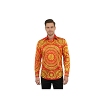 Men's AVM Crystal Shirt Medallion Medusa Cotton Turkey Slim Fit 9628-07 Red image 5