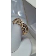 14K YELLOW GOLD 1.00 CT NATURAL DIAMONDS &quot;X&quot; Cross over RING Sz 8.75 JS4... - $643.50