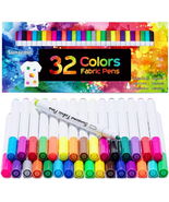 Sunacme Fabric Markers Pen, 32 Colors Permanent Fabric Paint Pens Art Ma... - £16.50 GBP