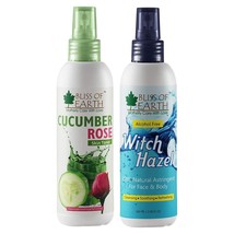 Hazel Astringent Spray &amp; Cucumber Rose For Face Refreshing &amp; Clarifying 2x100ml - £14.71 GBP