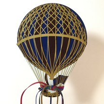 Metal Hot Air Balloon Paperweight Stand Blue Red Gold Circus Style - £10.26 GBP