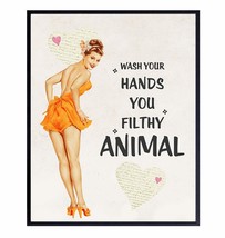 Wash Your Hands - Vintage Style Sign - Bathroom Home Art Pinup Print - Funny - £31.16 GBP
