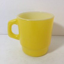 Vintage Anchor Hocking Yellow Stackable Mug Coffee Cup Milk Glass - £14.01 GBP