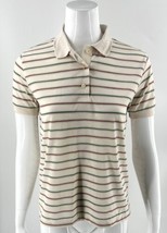 VTG 80s Par Four Polo Top Size M Cream Green Red Striped Collared Shirt Womens - £19.05 GBP