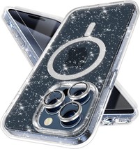 Magnetic Compatible With iPhone 15 Pro Case Sparkly  6.1&quot;, Clear Glitter - £9.83 GBP