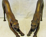 Pair of Antique Solid Bronze Greyhound Whippet Sculptures 14&quot; Long  - $593.01