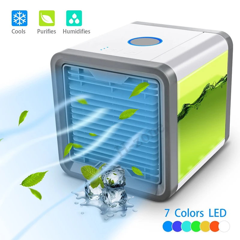 Mini Air Cooler - Portable USB Air Conditioner Fan with 3-Speed Adjustment, Hu - £31.16 GBP