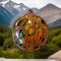 Hanging Glass Ball 4&quot; Diameter Orange, Yellow, White &amp; Black Specks #103210 - $15.15
