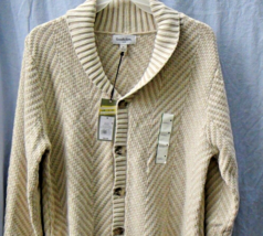 Goodfellow Men&#39;s Cable Knitted Cardigan Cotton Heavy Sweater Cream Size M - £8.94 GBP