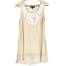 Papillon LA Babydoll Sundress Mini Dress Cream Floral Neckline Size M Sl... - $41.58