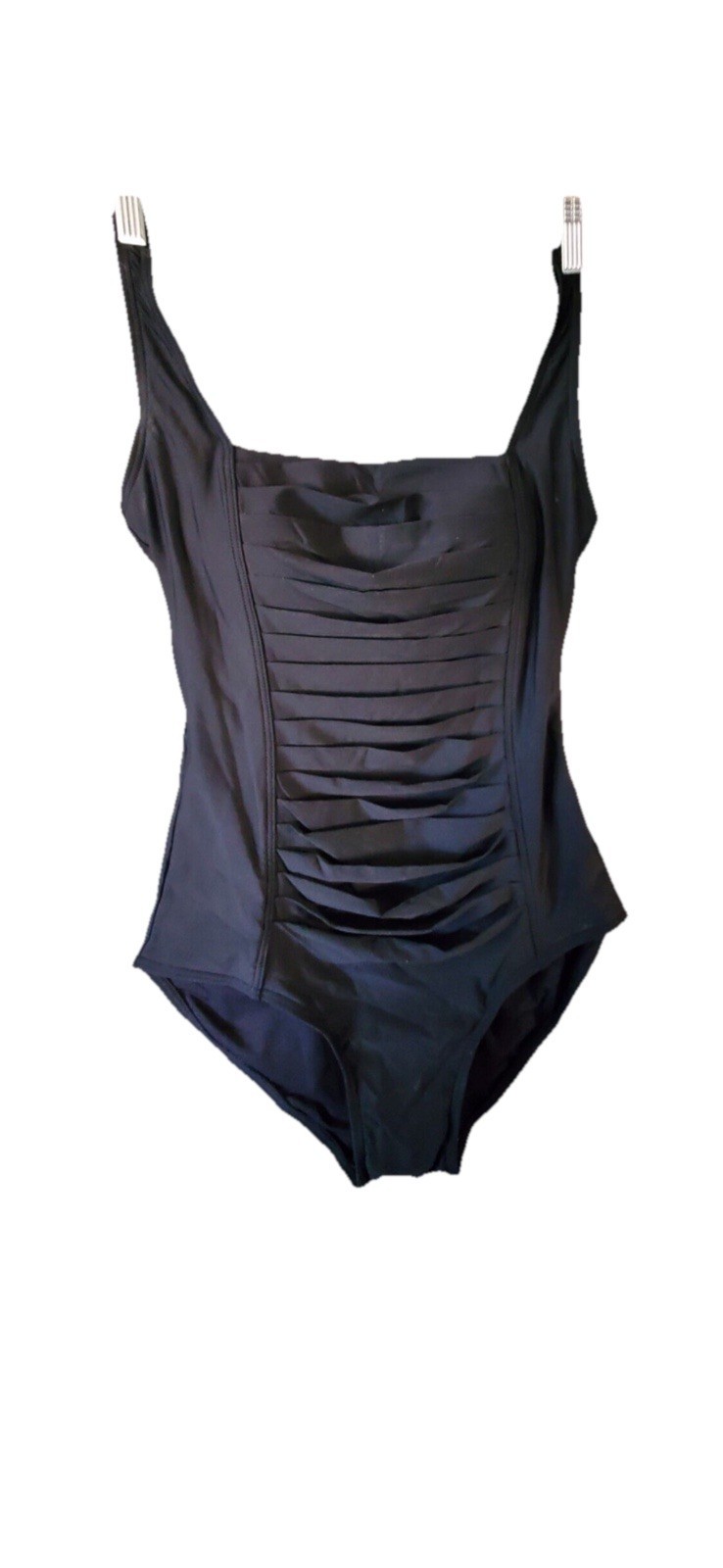 Calvin Klein Black Slimming Pleated One-Piece Swimsuit Sz 14 NWT UPF 50+... - $45.00
