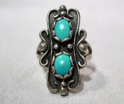 Vintage Navajo Sterling Silver Turquoise Knuckle Ring Size 5 K1616 - £43.51 GBP