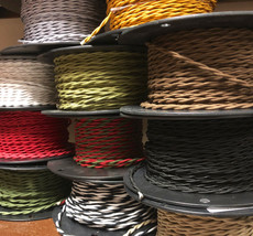 Cloth Covered 2-wire Twisted Pair Cord, Braided in USA, 22 Colors, Per foot - £0.98 GBP