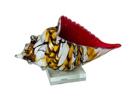 Murano Glass Seashell Italy Shell Conch Sculpture Figurine Paperweight Bowl Vtg - £232.83 GBP