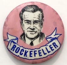 Vintage Nelson Rockefeller 1968 Campaign Button Pin Pink Blue White 1.75&quot; - $10.00