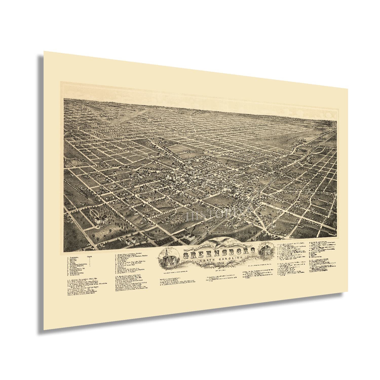 HISTORIX Vintage 1891 Greensboro North Carolina Map - 16x24 Inch Old Gre... - $39.99+