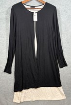 J Jill Wearever Dress L Collection Long Sleeve Black Cream  Stretch Care... - $26.72
