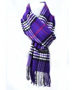 Plaid - Purple White - Womens Mens Winter 100% Cashmere Scarves Scarf  - $17.49