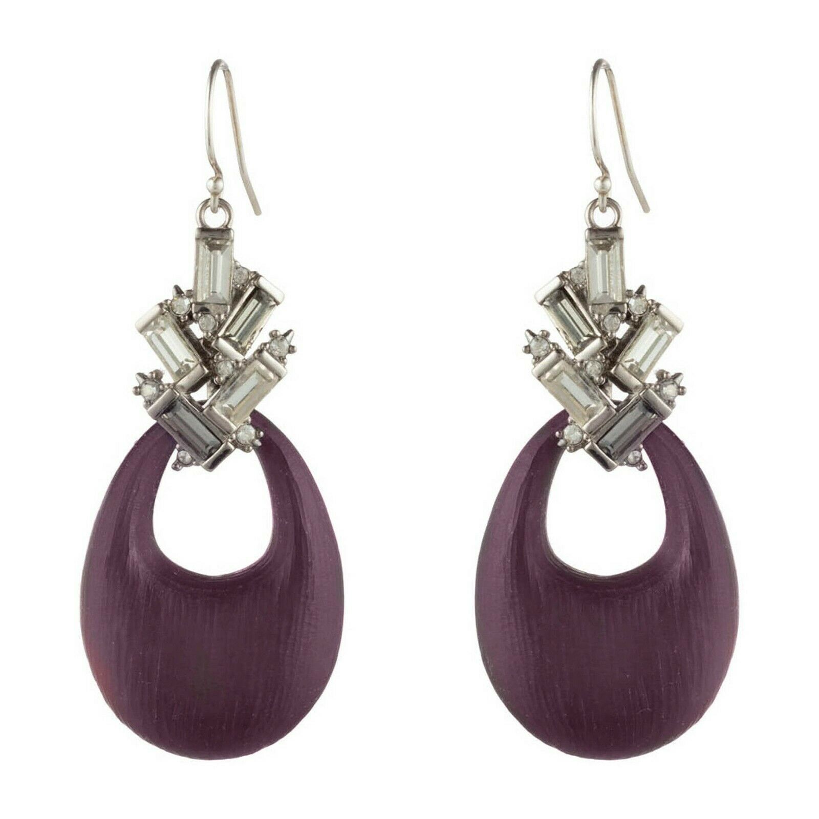 Primary image for Alexis Bittar Gunmetal Baguette Cluster Black Cherry Lucite Drop Earrings NWT