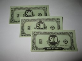 1965 Operation Board Game Piece: Stack of money - (3) $500 bills - $1.00