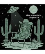 Miniature Pinscher Cowboy Under UFO Png Alien Dog Western, Desert Space ... - $3.95