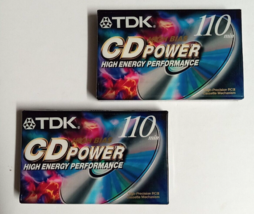 TDK CD Power 110 Minute Blank Audio Cassette Tape High Bias Lot (Qty 2) ... - £7.71 GBP