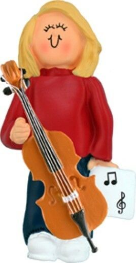 Musician Female Blonde Musical Instruments Personalized Christmas Ornament - $17.95+