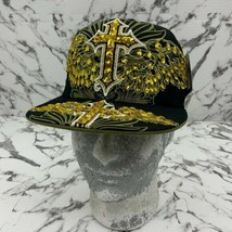 Fashion Caps Black | Gold Cross Rhinestones Fitted Cap - £79.13 GBP