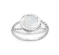 1.0Ct Moonstone Criss Cross Rope Edge Solitaire Vintage Ring 925 Sterling Silver - £78.25 GBP