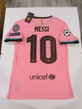 Lionel Messi FC Barcelona UCL Match Slim Pink Third Soccer Jersey 2020-2021 - £95.70 GBP