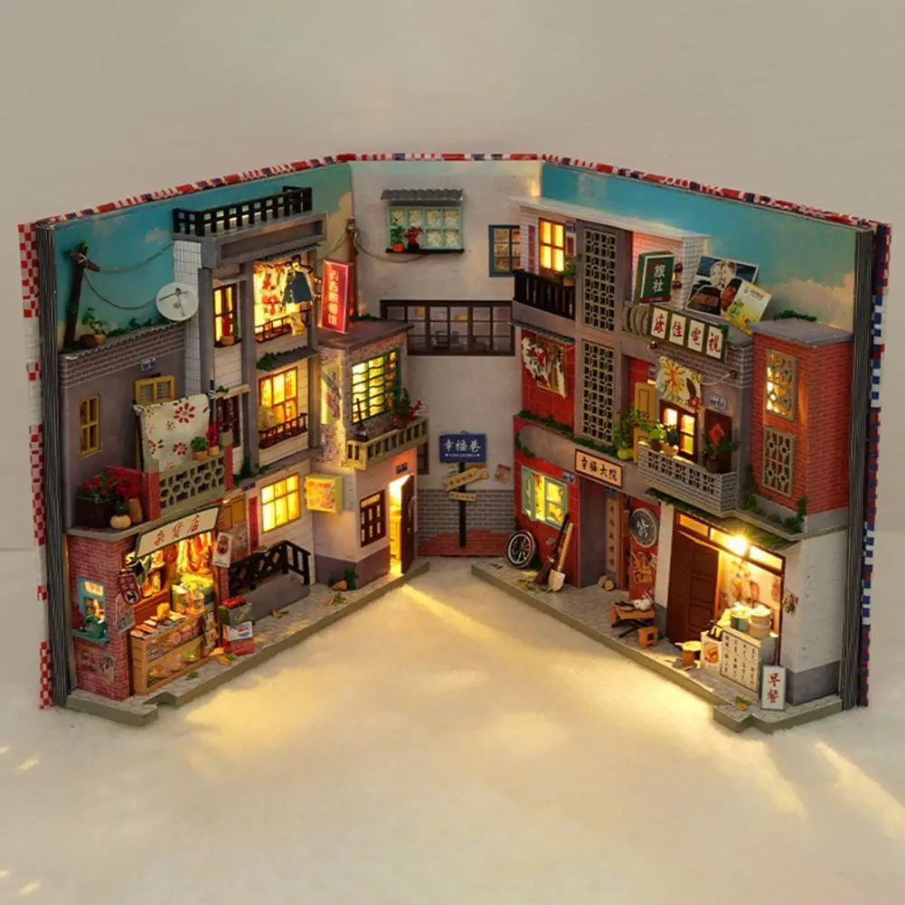 Toy diy doll house model miniature figurines diy book shelf miniature hut building doll thumb200