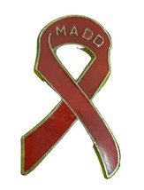 Vintage MADD Red Ribbon Mothers Against Drunk Drivers Enamel Lapel Pin G... - $5.99