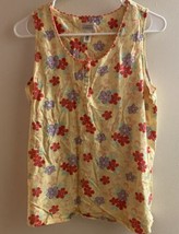 Enchanting Women’s Pajama Tank   Top M 10 12 Bust 38” Yellow Floral Prin... - $6.65