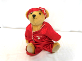 American Girl Miss AG Bear 1994 Red Satin Holiday PJ&#39;s Jointed Arms &amp; Legs  16&quot; - £27.96 GBP