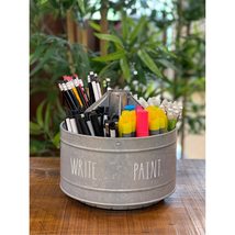 Galvanized Rotating Desktop Stationary Spinner Grey Rustic Metal - $39.59