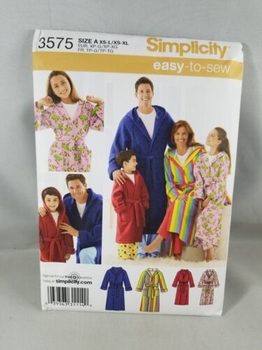 Simplicity Easy to Sew Hooded Bath Robe Sewing Pattern 3575 XS-XL Child Adult - £6.85 GBP