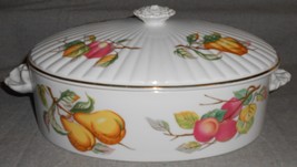 Shafford FRUIT GARDEN PATTERN 2.5 qt Porcelain Casserole w/Lid MADE IN J... - £55.38 GBP