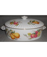 Shafford FRUIT GARDEN PATTERN 2.5 qt Porcelain Casserole w/Lid MADE IN J... - $94.96 CAD