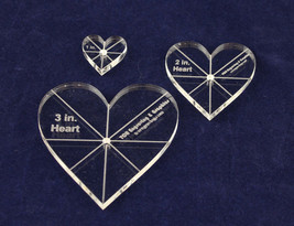 3 piece Heart Set w/guidelines 1&quot;, 2&quot;, 3&quot;- 1/4&quot; Acrylic-Clear - - £18.74 GBP