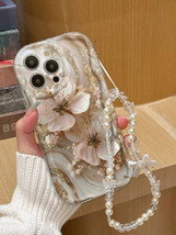 Creative Flower Cream Pattern Phone Case with Wave Edge Chain for iPhone... - $7.45