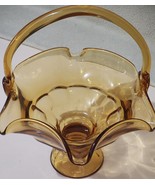 Vintage Viking Amber Georgian Basket 9 1/4&quot; Ruffle Rim Footed Base - $433.90 MXN