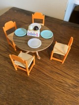 VTG Tomy Dollhouse Furniture Kitchen Table Chairs plate ice cream cones lot READ - £12.57 GBP