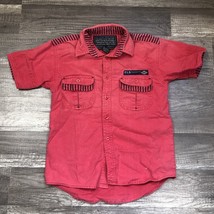 VTG 80s 90s Bugle Boy Button Up Shirt Boys 6 Short Sleeve Red Flight Crew CL-950 - $11.25