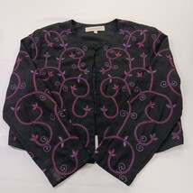 Sarah Elizabeth Women's 14 Black/Red Floral Embroidered One Button Blazer Jacket image 15