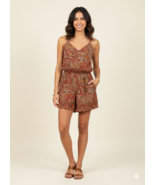 Young USA Red Paisley Women&#39;s Large Summer Rompers Sleeveless Spaghetti ... - $15.29