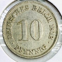 1912 D German Empire 10 Pfennig Coin - £7.00 GBP