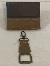 NEW Mens Mossy Oak Bifold Wallet Brass Keychain Bottle Opener Brown Faux Leather - £7.79 GBP